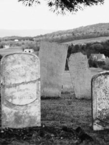black and white headstone photo